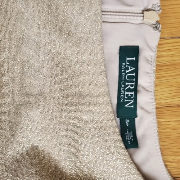 Ralph Lauren champagne gold stretch cocktail dress - Picture 3 of 6